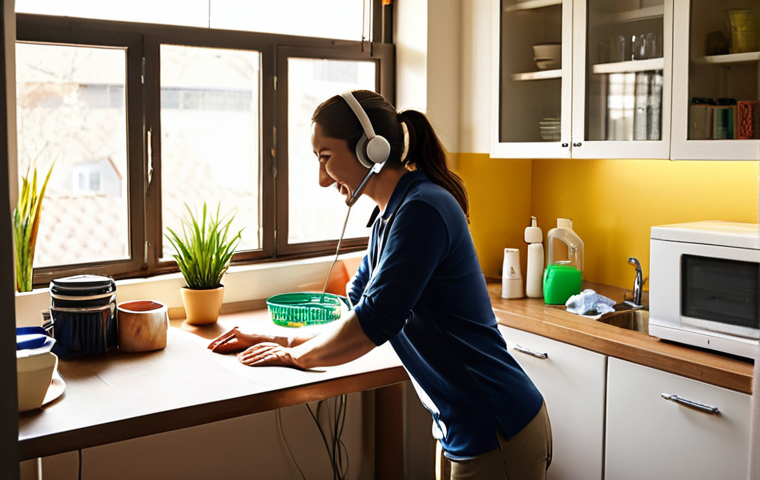 **Prompt 1: Daily Spontaneous Movement Integration**
"A vibrant scene depicting people seamlessly incorporating spontaneous movement into their daily lives. An office worker subtly stretches at their standing desk during a break, a person paces calmly while talking on a phone call at home, and someone playfully sways to music while performing household chores like washing dishes in a sunlit kitchen. Emphasize natural, effortless motion, a sense of well-being, and a modern, active lifestyle. Realistic, bright and inviting atmosphere."